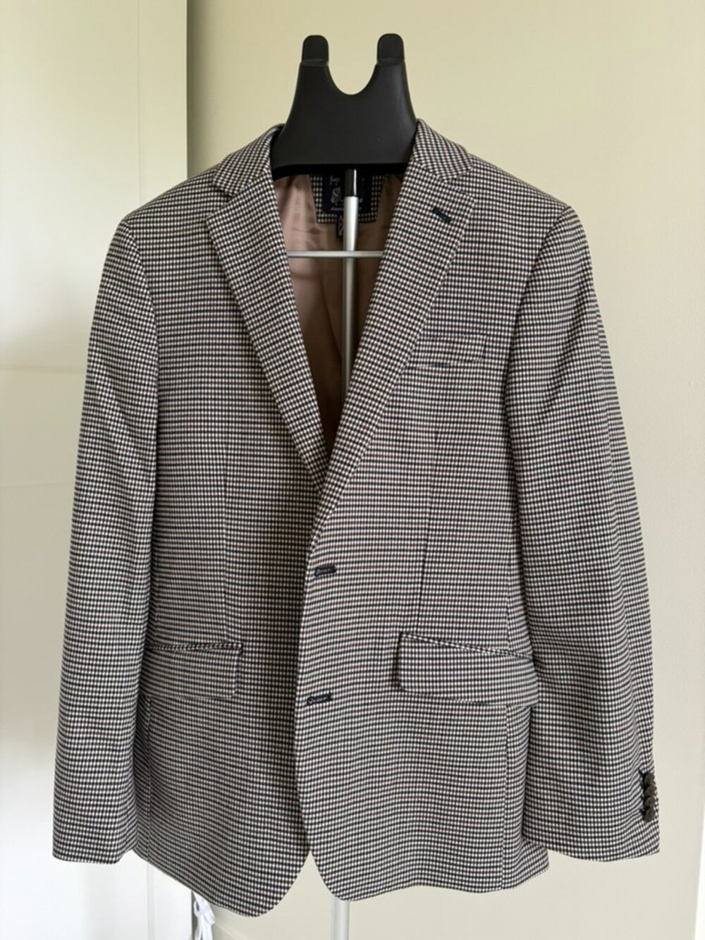 The Savile Row Company Mayfair-C Houndstooth Blazer Jacket - 38R Stretch